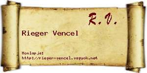 Rieger Vencel névjegykártya